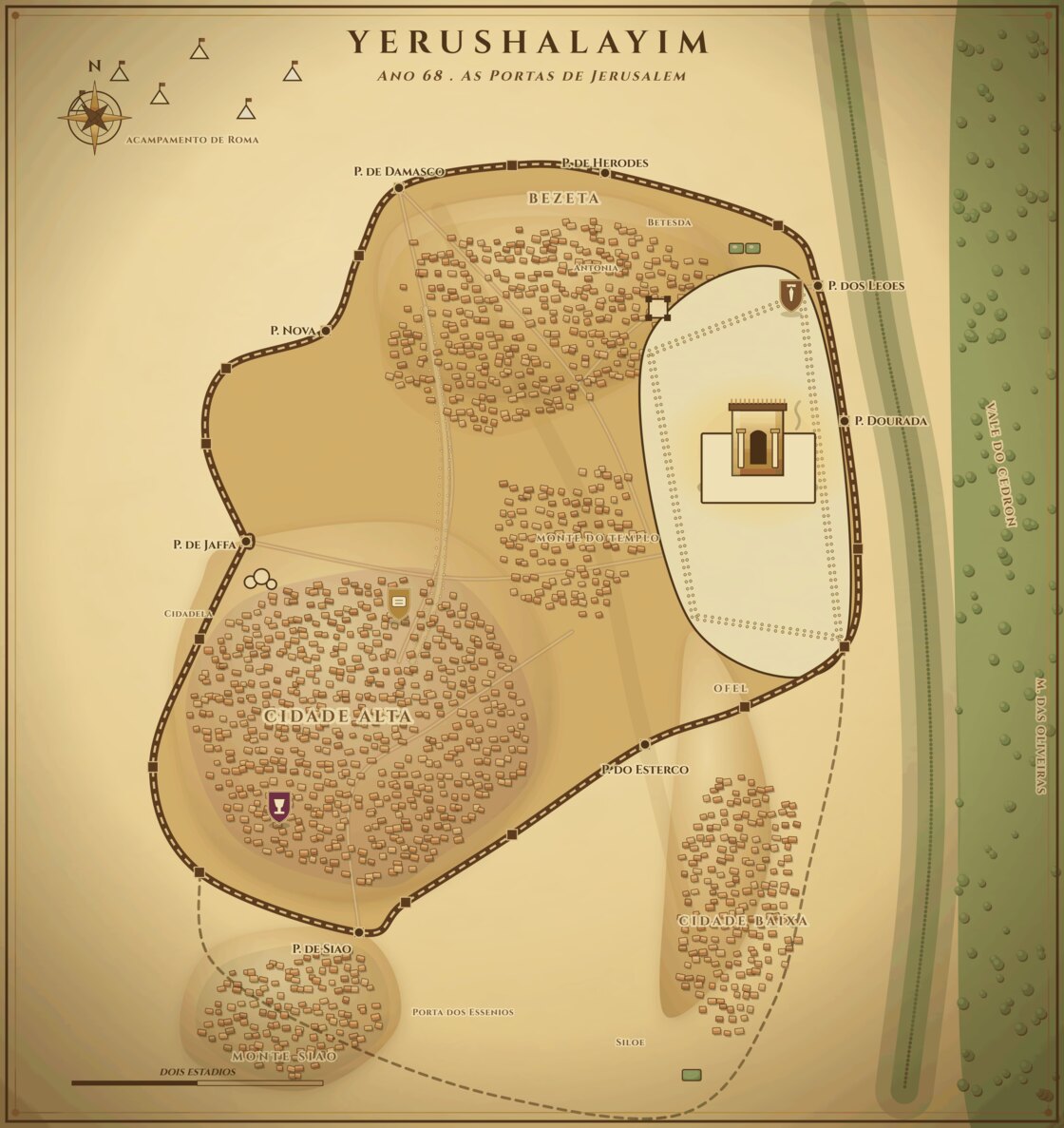 Mapa ilustrado de Jerusalém antiga